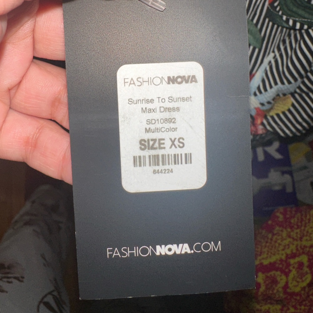 Fashion Nova Multicolor Striped Maxi Dress - Teal, Coral, Yellow, White, Black - Picture 3 of 4